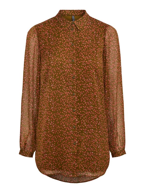 PIECES PIECES Bluza  sivkasto zelena / tamno roza