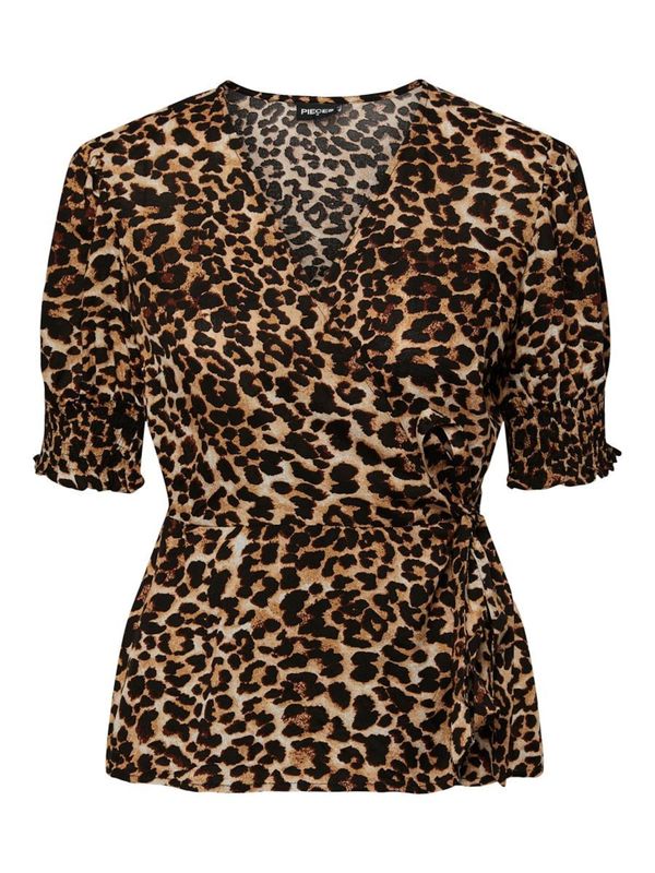 PIECES PIECES Bluza 'TALA'  bež / smeđa / crna