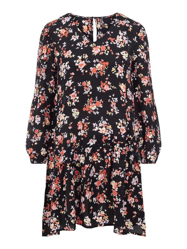 PIECES PIECES Haljina 'Dakota'  svijetložuta / pastelno ljubičasta / koraljna / crna