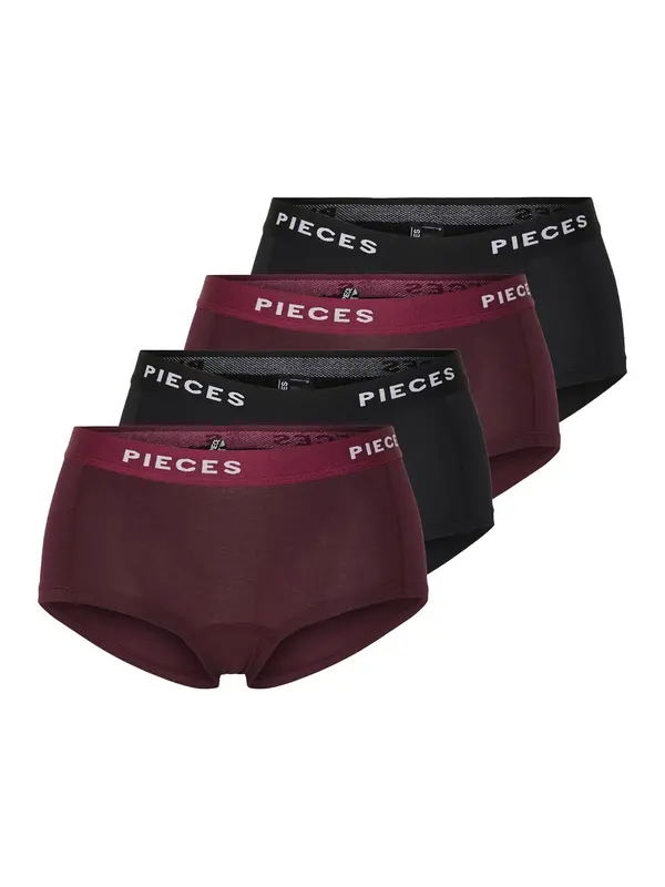 PIECES PIECES Hipster gaćice  patlidžan / crna / bijela