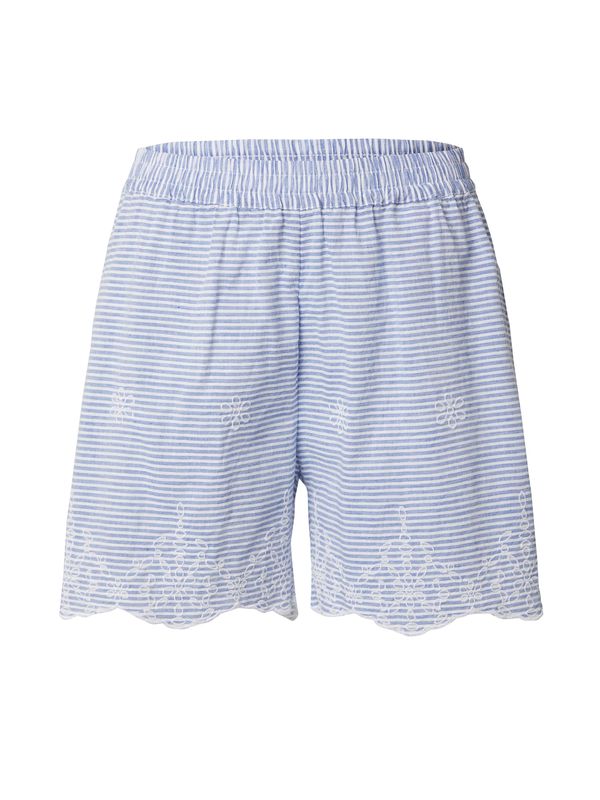 PIECES PIECES Hlače  plava melange / bijela