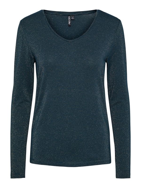 PIECES PIECES Majica 'BILLO'  petrol / srebro