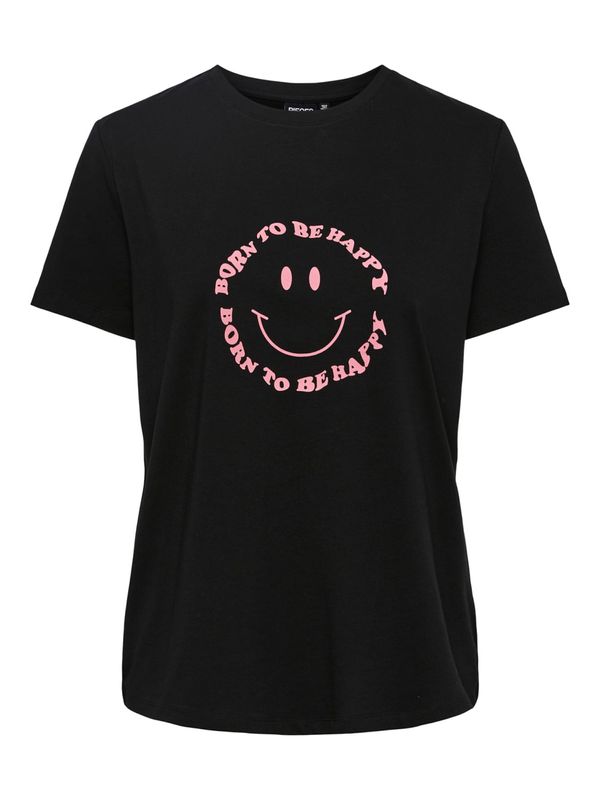 PIECES PIECES Majica 'Fibbi'  roza / crna