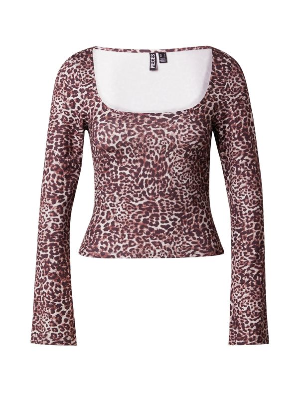 PIECES PIECES Majica 'PCBLAKE'  bež / smeđa / crna