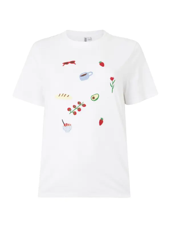 PIECES PIECES Majica 'PCGAK'  svijetloplava / travnato zelena / tamno crvena / bijela
