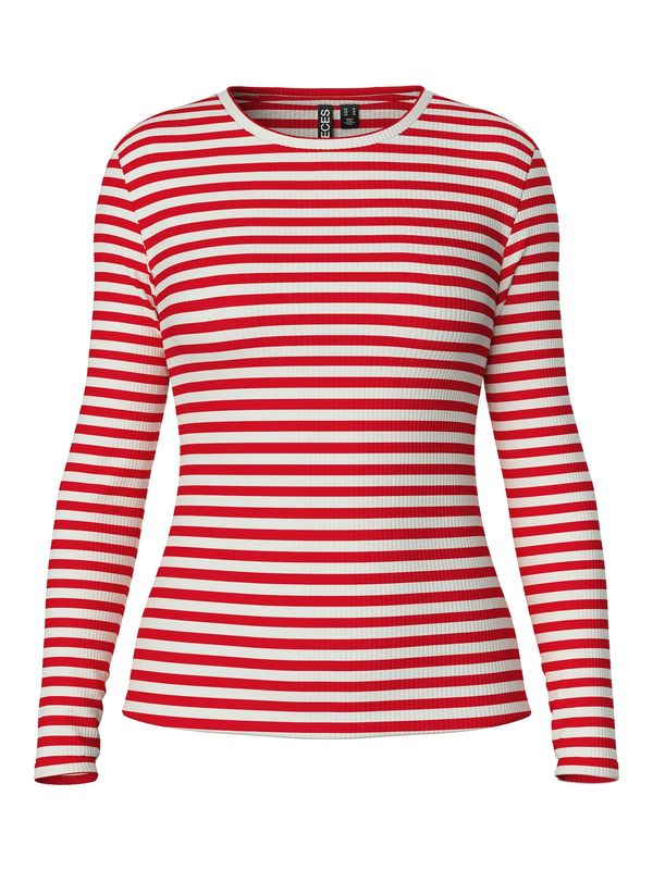 PIECES PIECES Majica 'PCRUKA'  crvena / bijela