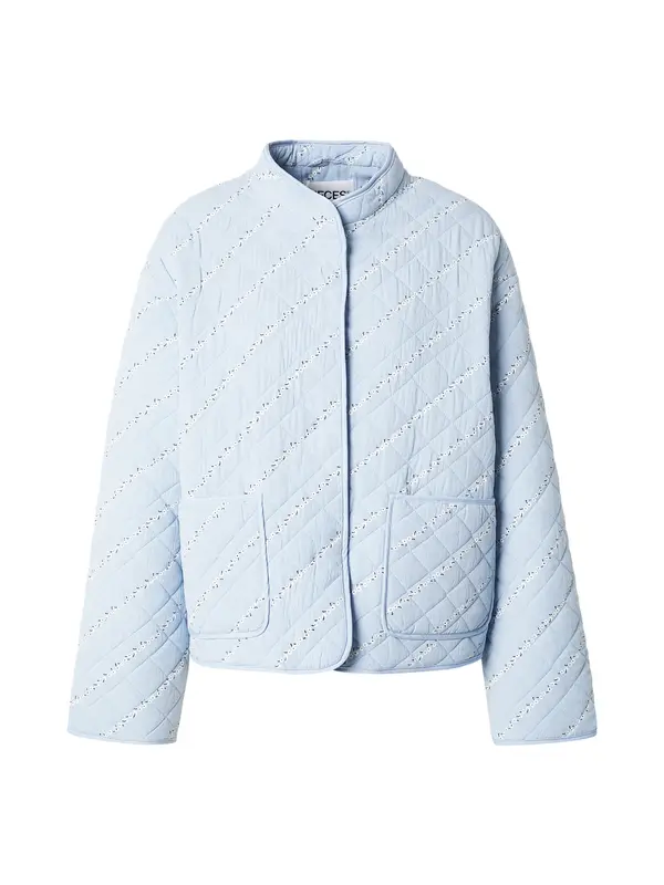 PIECES PIECES Prijelazna jakna 'PCRIKKE'  svijetloplava / crna / bijela
