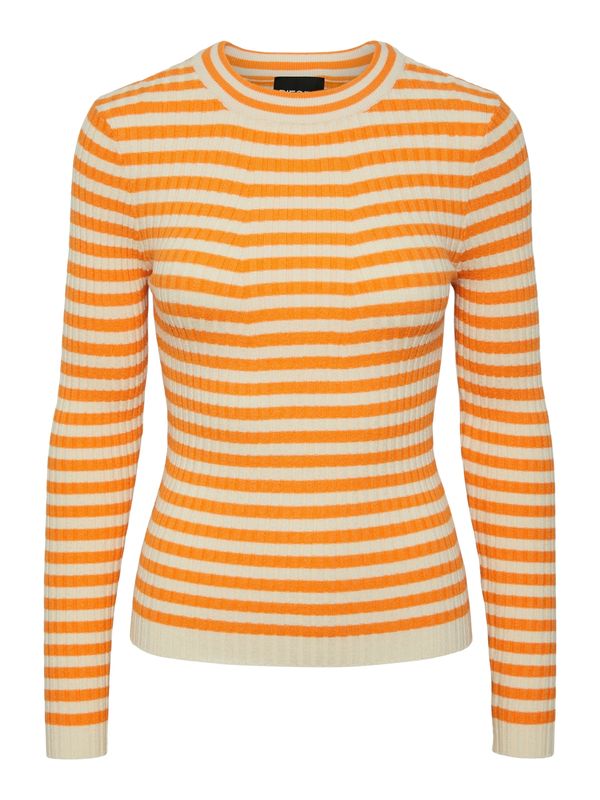 PIECES PIECES Pulover 'Crista'  mandarina / bijela