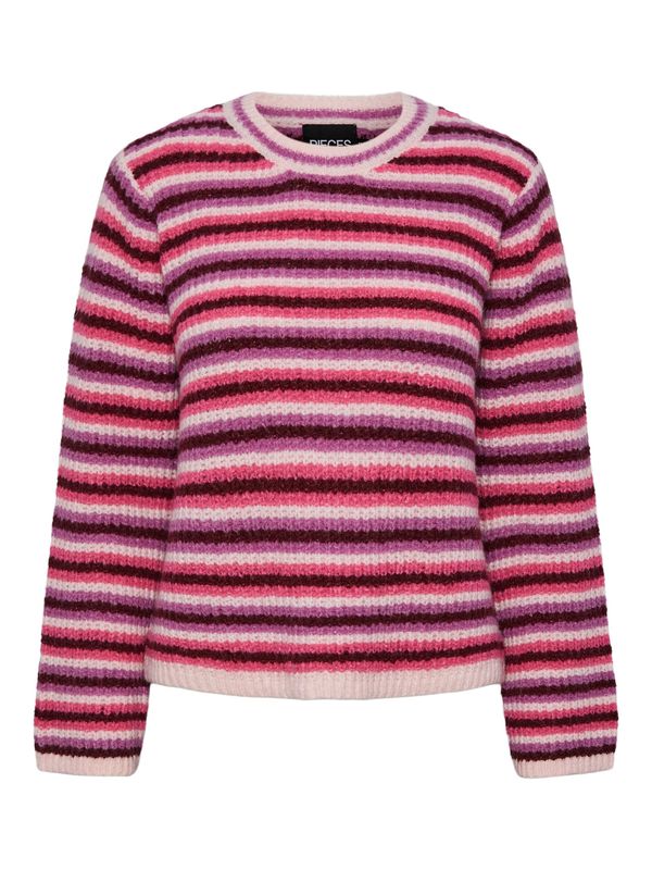 PIECES PIECES Pulover 'Nischa'  orhideja bijela / malina / boja vina / prljavo bijela