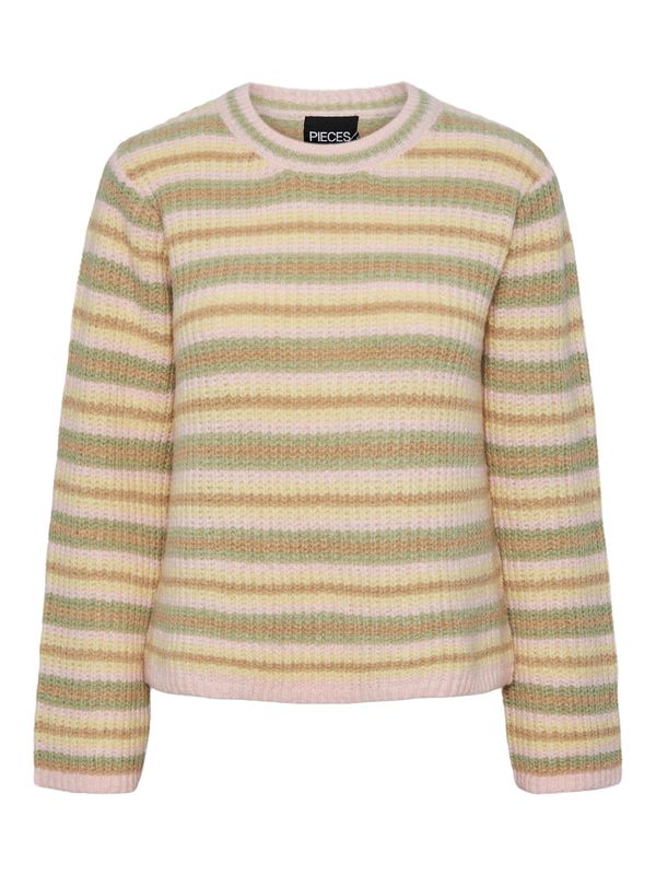 PIECES PIECES Pulover 'NISCHA'  pijesak / pastelno žuta / pastelno zelena / roza