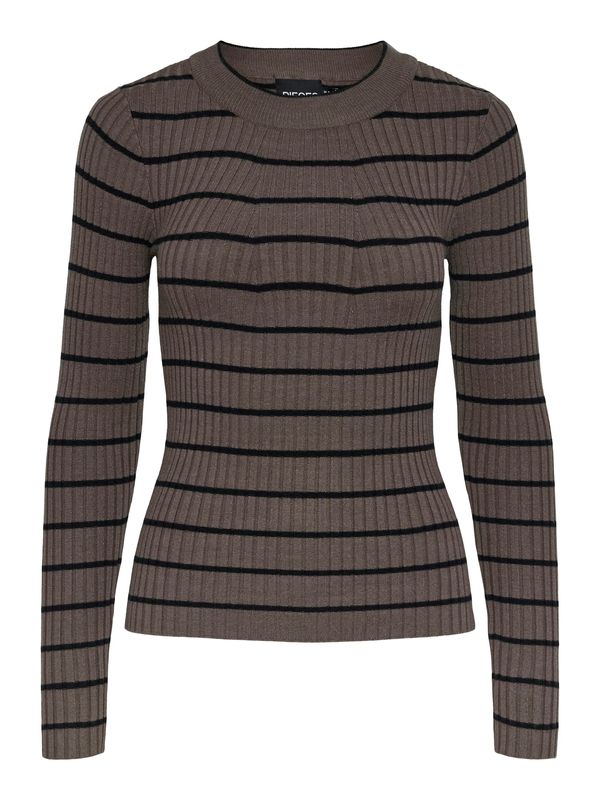 PIECES PIECES Pulover 'PCCRISTA'  smeđa melange / crna