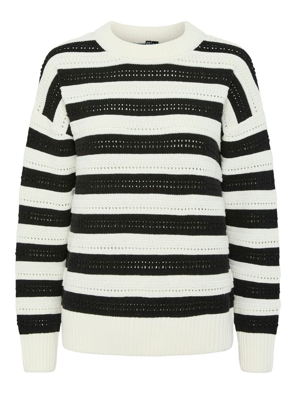 PIECES PIECES Pulover 'PCFANNI'  crna / bijela