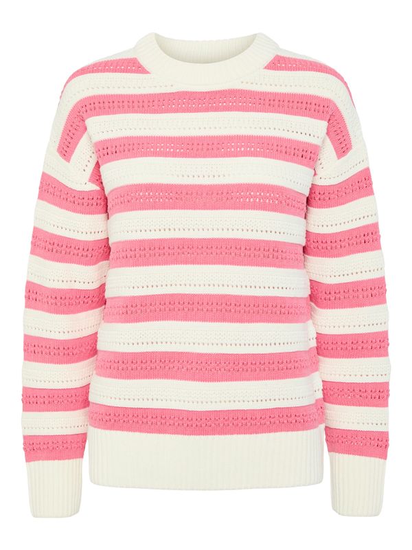 PIECES PIECES Pulover 'PCFANNI'  roza / bijela