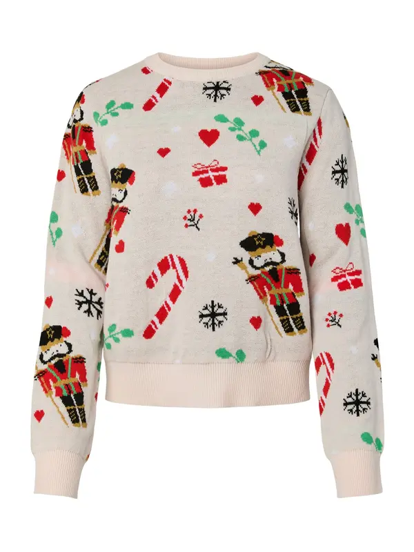 PIECES PIECES Pulover 'PCJOLLY XMAS'  travnato zelena / puder roza / crvena / crna