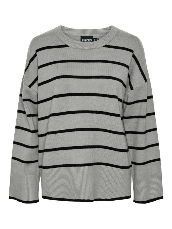 PIECES PIECES Pulover 'PCMATHILDE'  siva / crna