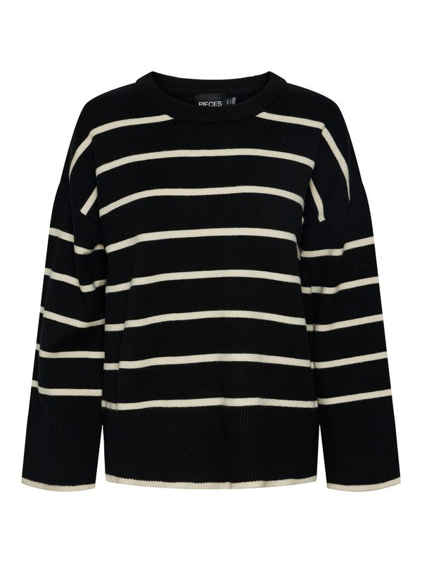 PIECES PIECES Pulover 'PCMATHILDE'  svijetlobež / crna