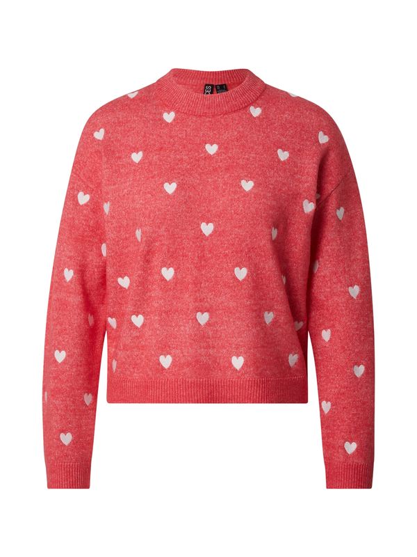 PIECES PIECES Pulover 'PCPAYA'  crvena melange / bijela