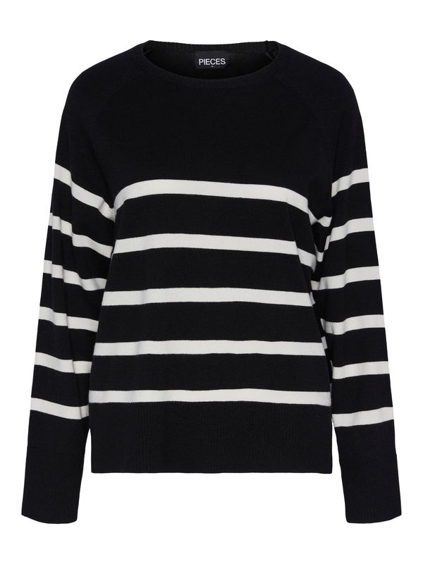PIECES PIECES Pulover 'PCSIA'  crna / bijela
