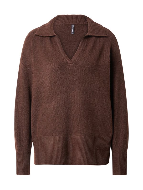PIECES PIECES Pulover  tamno smeđa