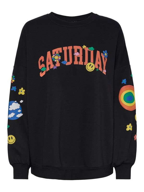 PIECES PIECES Sweater majica 'DINNA'  plava / žuta / koraljna / crna