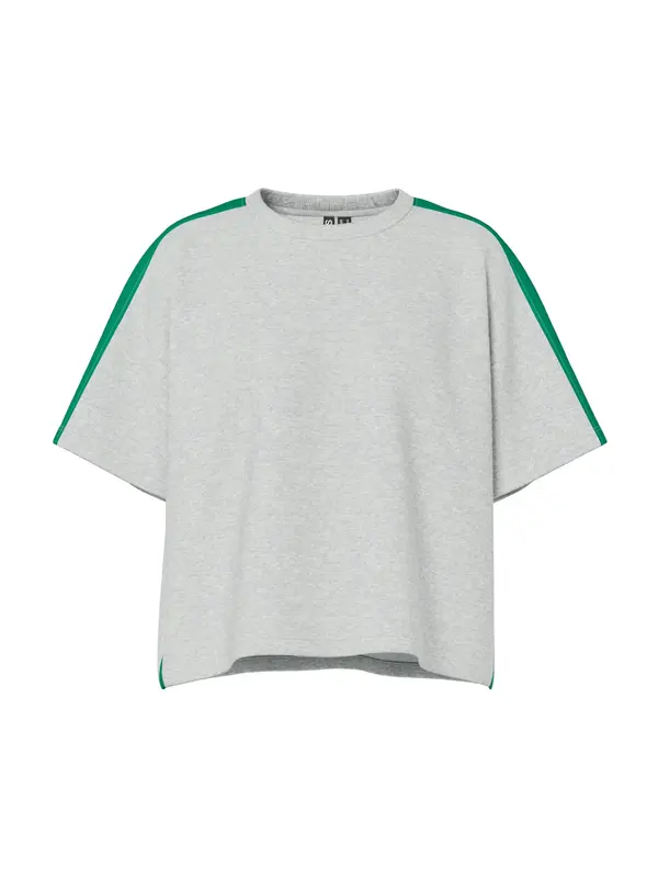 PIECES PIECES Sweater majica 'PCCHILLI SUMMER'  siva melange / zelena
