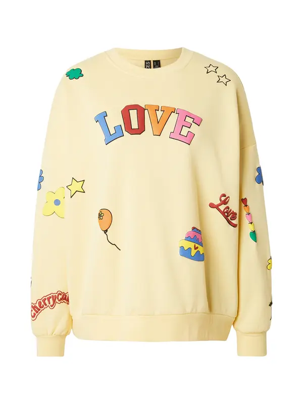 PIECES PIECES Sweater majica 'PCDINNA'  plava / limun / mandarina / tamno crvena