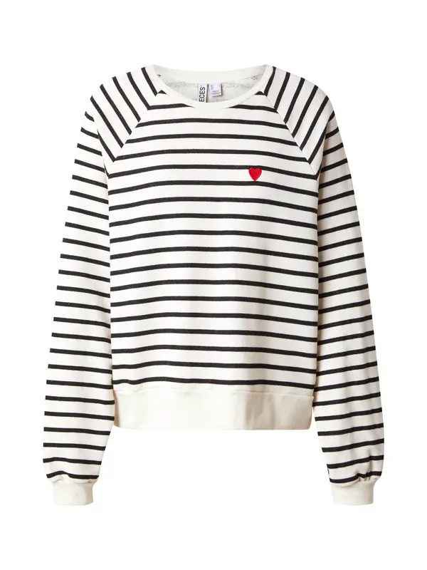 PIECES PIECES Sweater majica 'PCGRETA'  crvena / crna / bijela