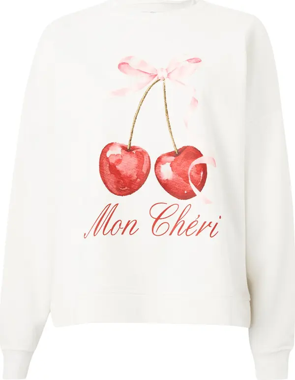 PIECES PIECES Sweater majica 'PCMALIAH'  roza / crvena / prljavo bijela