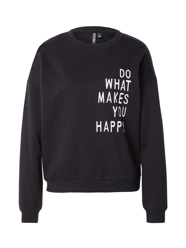PIECES PIECES Sweater majica 'PCMARIA'  crna / bijela