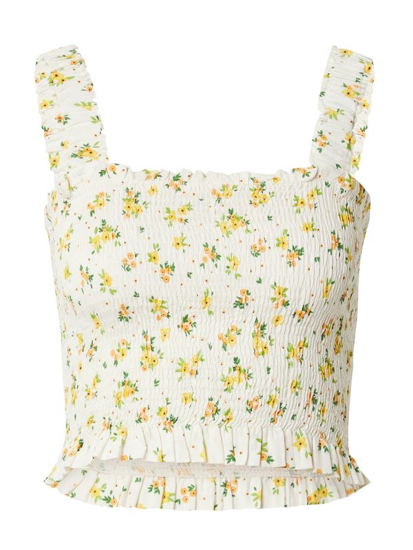 PIECES PIECES Top 'PCVayrin'  žuta / travnato zelena / koraljna / bijela