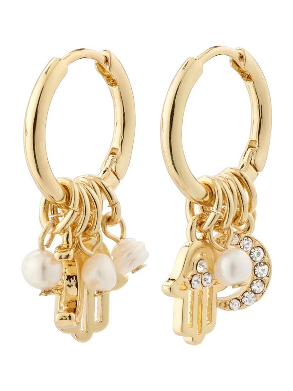 Pilgrim Pilgrim Naušnice 'PRUCENCE'  zlatna / prozirna / biserno bijela