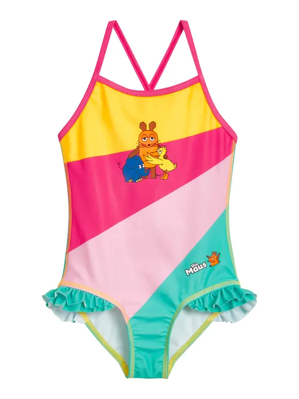 PLAYSHOES PLAYSHOES Jednodijelni kupaći kostim 'Die Maus Freunde'  med / žad / roza / roza