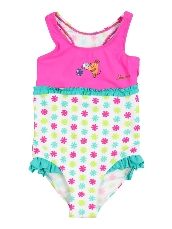 PLAYSHOES PLAYSHOES Jednodijelni kupaći kostim 'DIE MAUS'  žuta / žad / fuksija / bijela