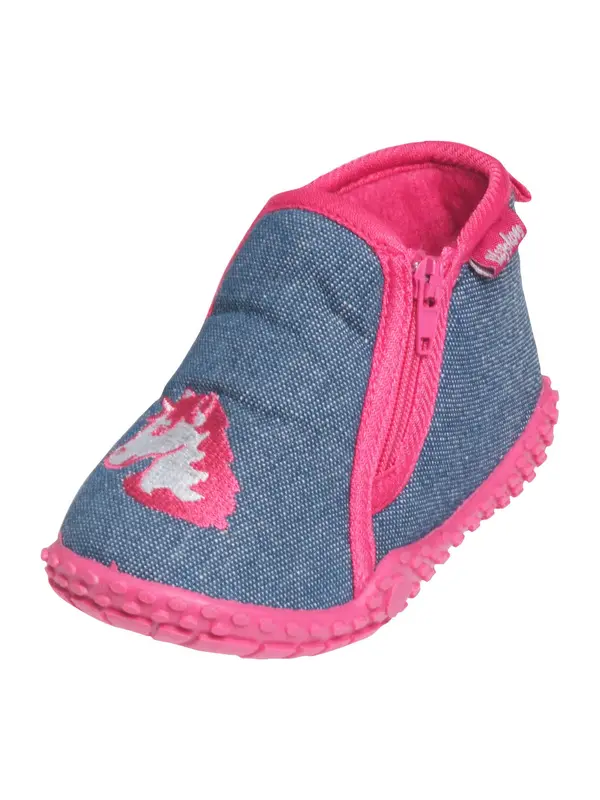 PLAYSHOES PLAYSHOES Papuče 'Einhorn'  plavi traper / tamno roza