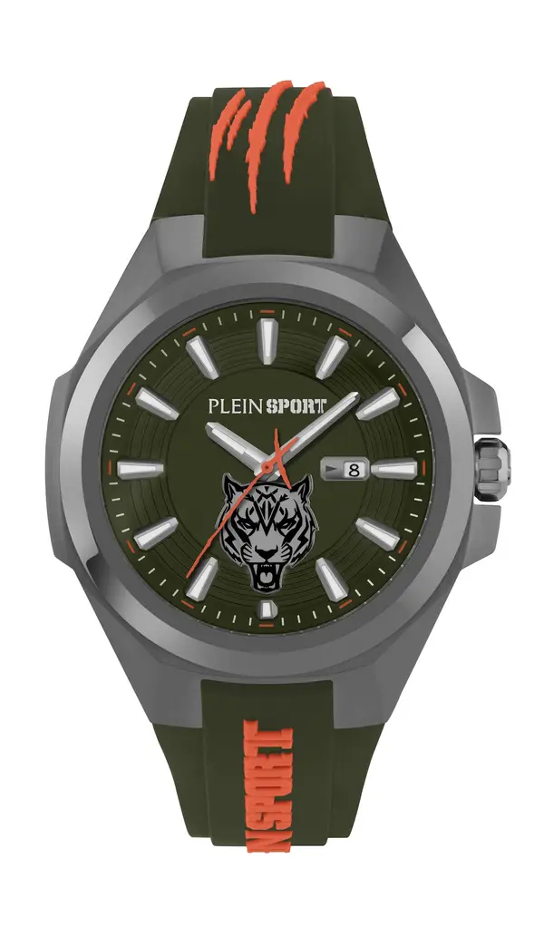 Plein Sport Plein Sport Analogni sat 'TIGERMASTER'  tamno zelena / svijetlocrvena / srebro