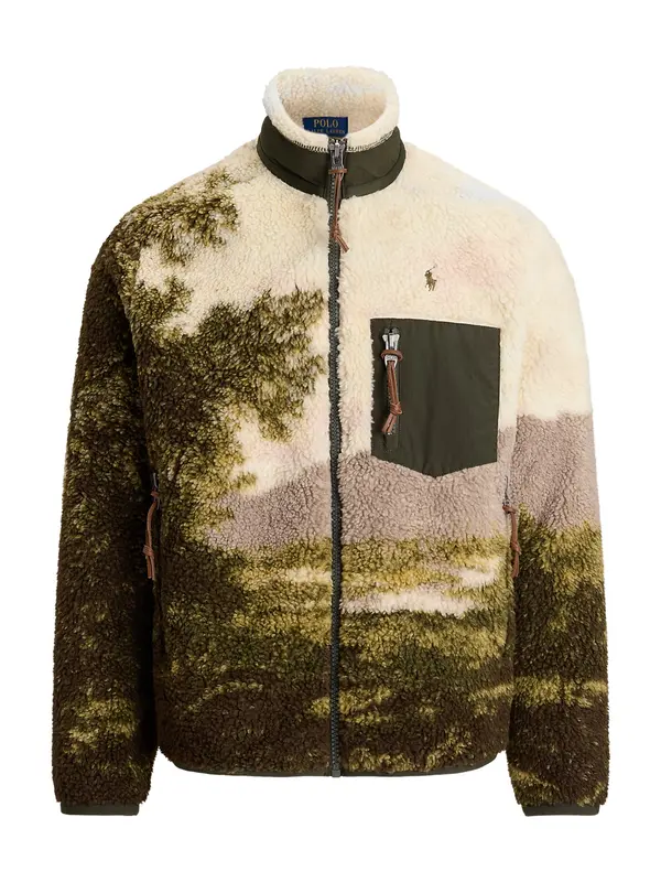 Polo Ralph Lauren Polo Ralph Lauren Flis jakna  boja pijeska / svijetlosmeđa / zelena / tamno zelena