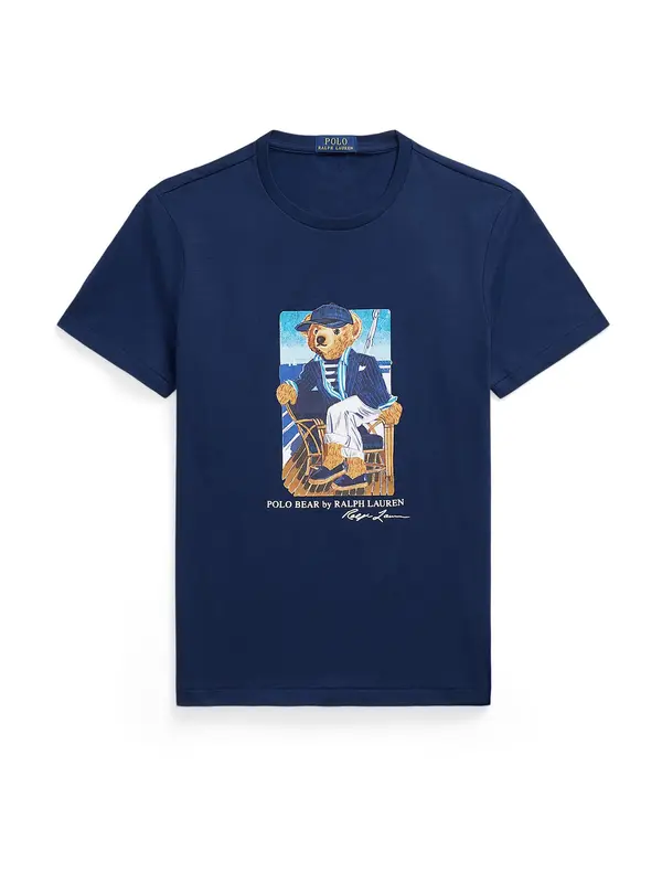 Polo Ralph Lauren Polo Ralph Lauren Majica  mornarsko plava / svijetloplava / svijetlosmeđa / bijela