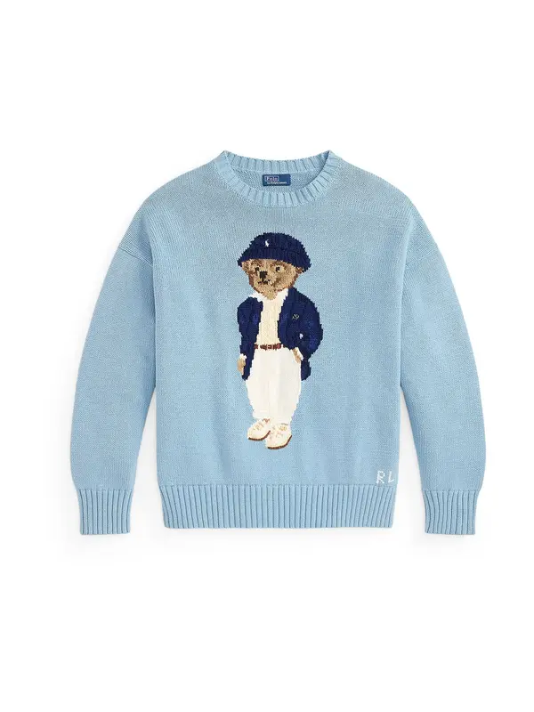 Polo Ralph Lauren Polo Ralph Lauren Pulover 'BEAR'  mornarsko plava / svijetloplava / brokat / bijela