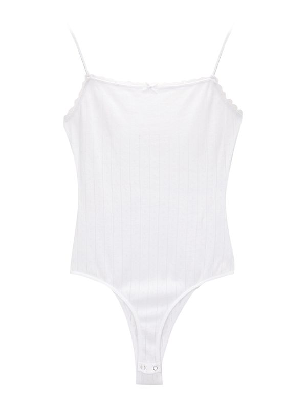 Pull&Bear Pull&Bear Bodi majica  bijela