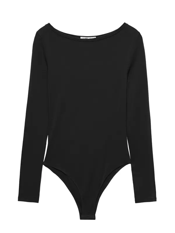 Pull&Bear Pull&Bear Bodi majica  crna