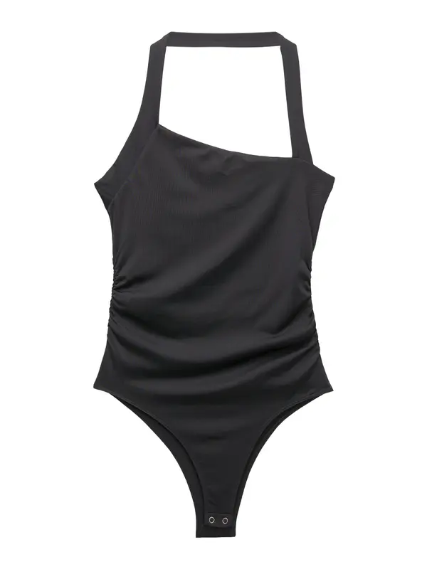 Pull&Bear Pull&Bear Bodi majica  crna