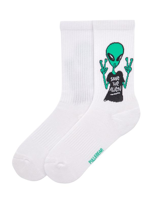 Pull&Bear Pull&Bear Čarape  svijetlozelena / crna / bijela