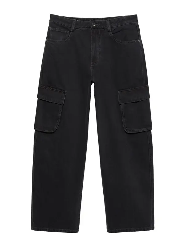 Pull&Bear Pull&Bear Cargo traperice  crni traper
