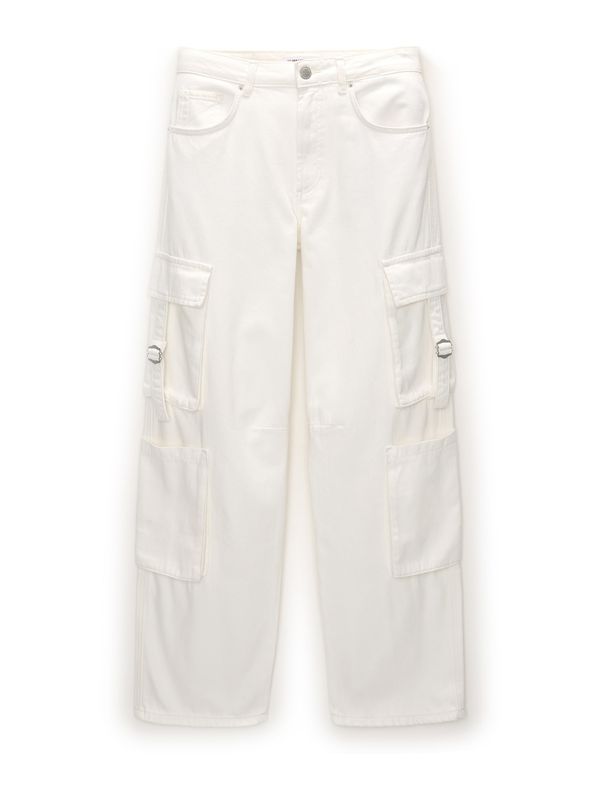 Pull&Bear Pull&Bear Cargo traperice  ecru/prljavo bijela