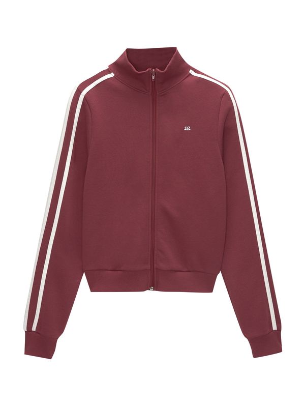 Pull&Bear Pull&Bear Gornji dio trenirke  burgund / bijela