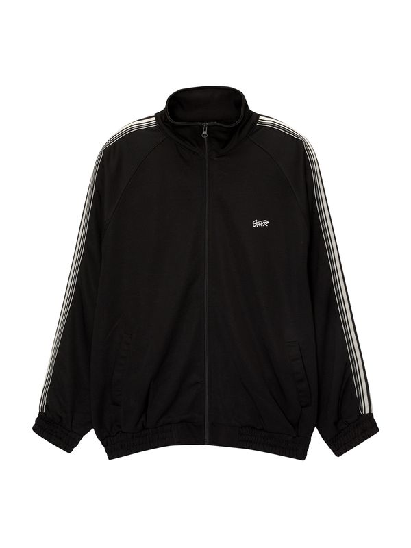 Pull&Bear Pull&Bear Gornji dio trenirke  crna / bijela