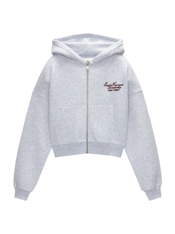 Pull&Bear Pull&Bear Gornji dio trenirke  siva melange / tamno crvena