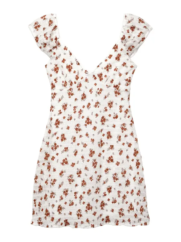 Pull&Bear Pull&Bear Haljina  konjak / brokat / bijela