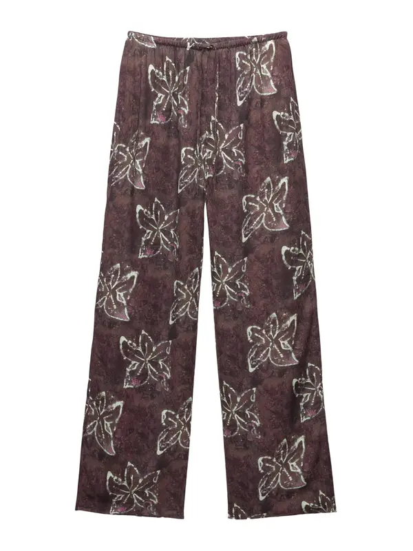 Pull&Bear Pull&Bear Hlače 'HIBISCUS'  čokolada / ljubičasta / patlidžan / bijela