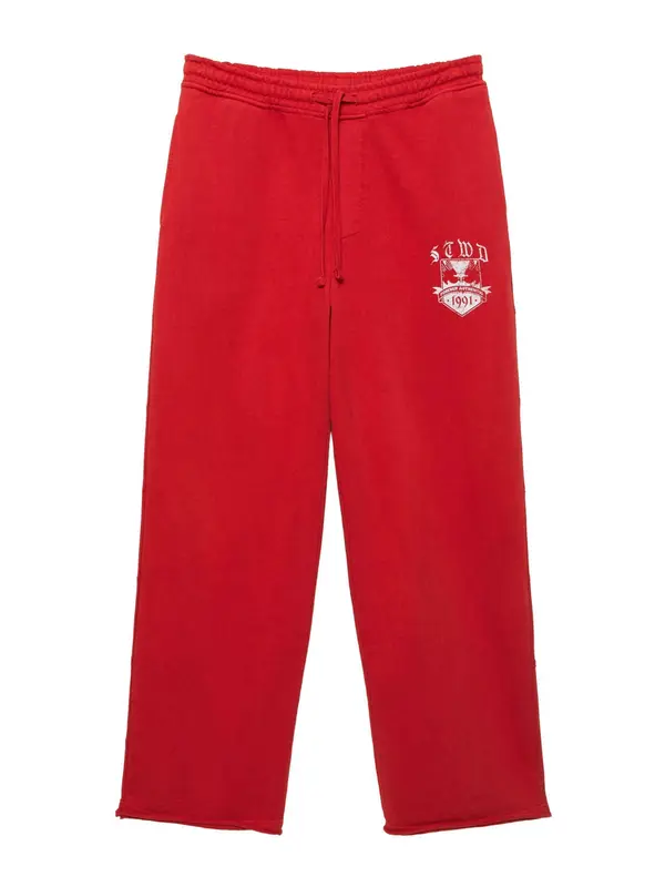 Pull&Bear Pull&Bear Hlače 'VARSITY STWD'  crvena / prljavo bijela